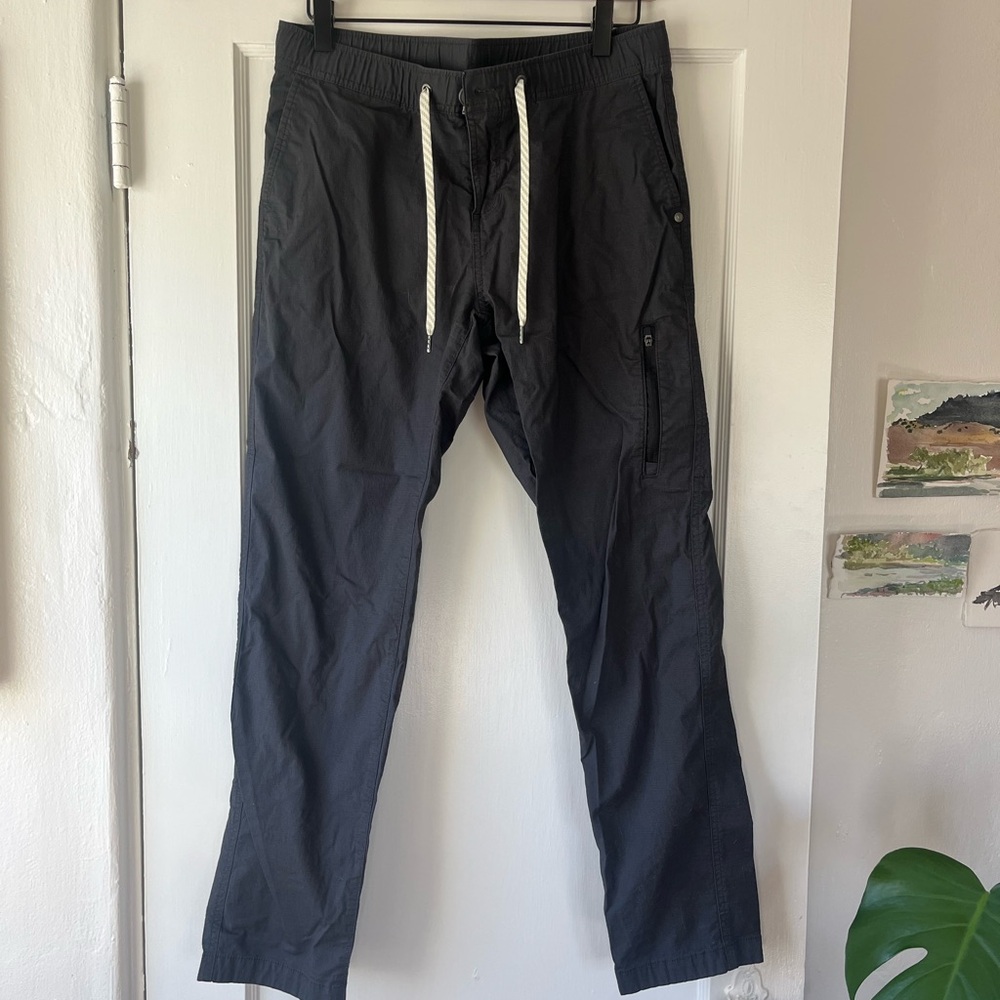 Vuori Black Drawstring Cargo Pants with White Cord